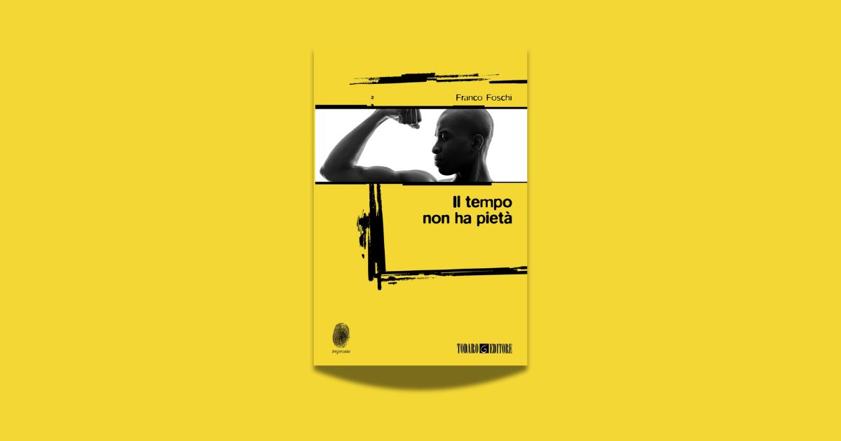 Copertina del libro Il tempo non ha pietà con la silhouette di un uomo nero su sfondo giallo
