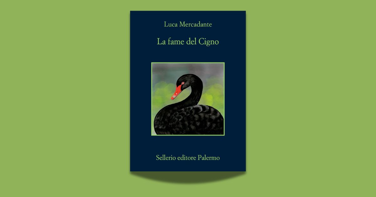 Copertina del libro La fame del cigno di Luca Mercadante con un cigno nero in primo piano