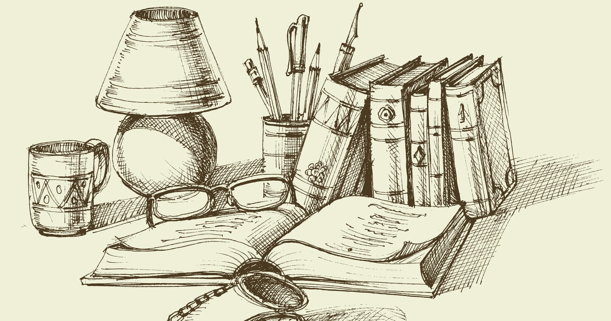 Illustrazione vintage di libri, lampada e orologio da tasca: perché alcuni libri diventano classici