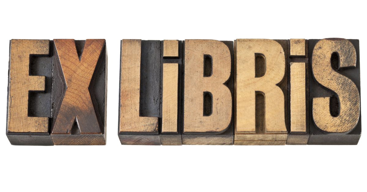 Ex libris composto con caratteri mobili da stampa tipografica