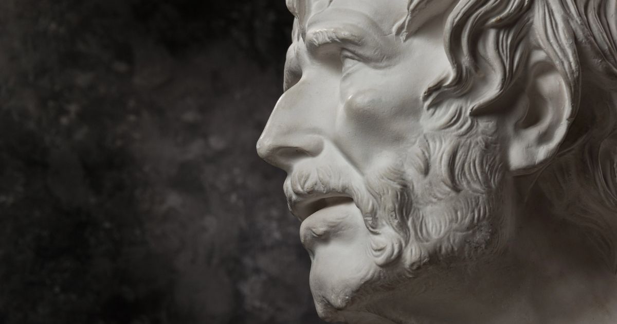 Busto in marmo di un filosofo stoico, simbolo delle frasi sulla filosofia stoica